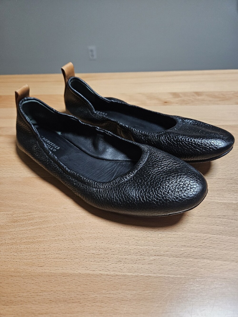 Mercedes Castillo Black Leather Ballet Flats
